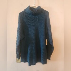 St Johns Bay Active Womens Tunic Sweater Cowl Neck size pxl Texas teal